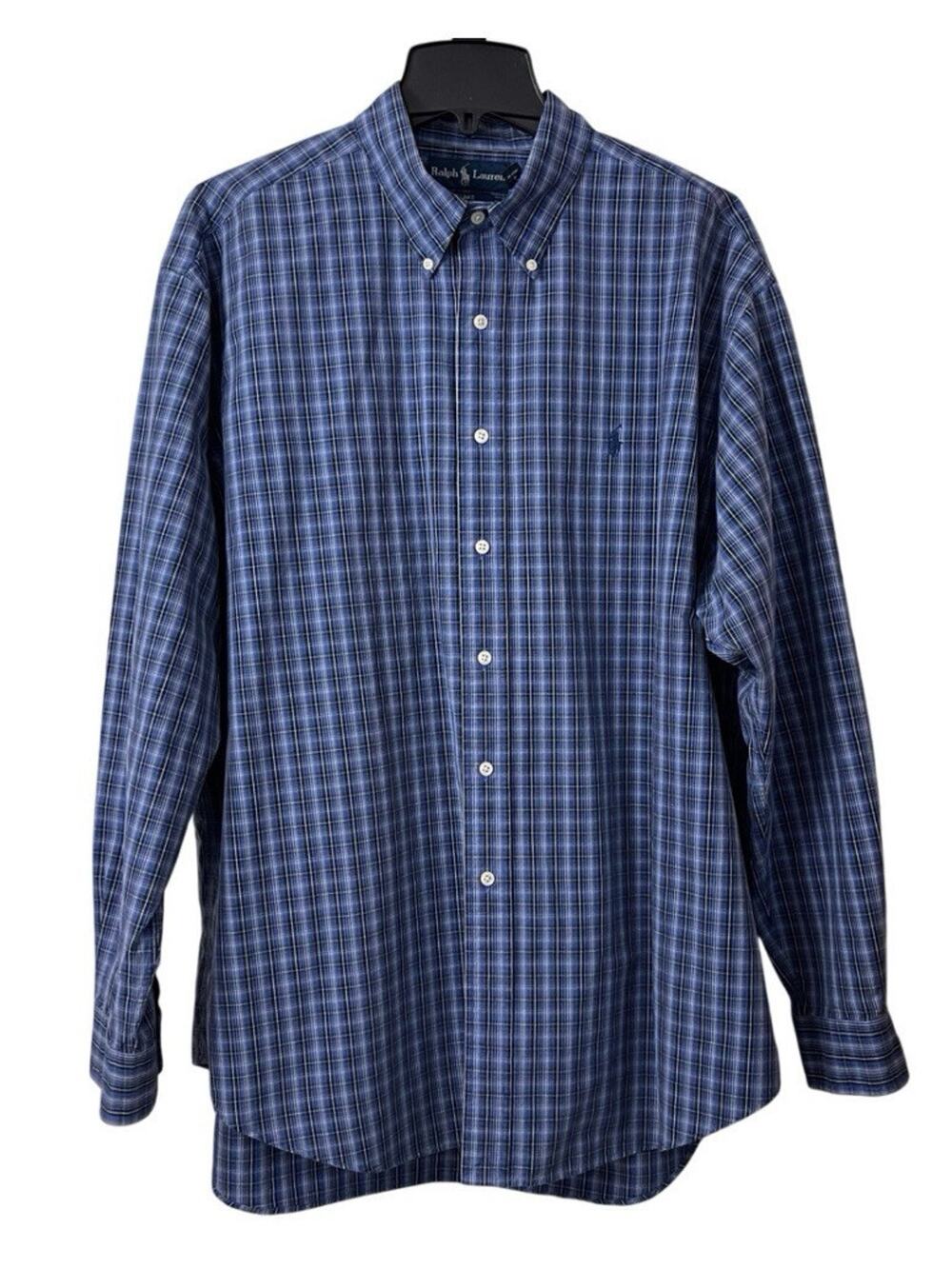 Polo Ralph Lauren Blake Shirt Mens XL Blue Pony Micro Plaid Button Down Two Ply